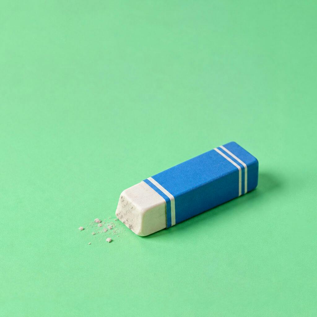 Blue and white eraser representing the credit card surcharge changes taking effect in 2026.