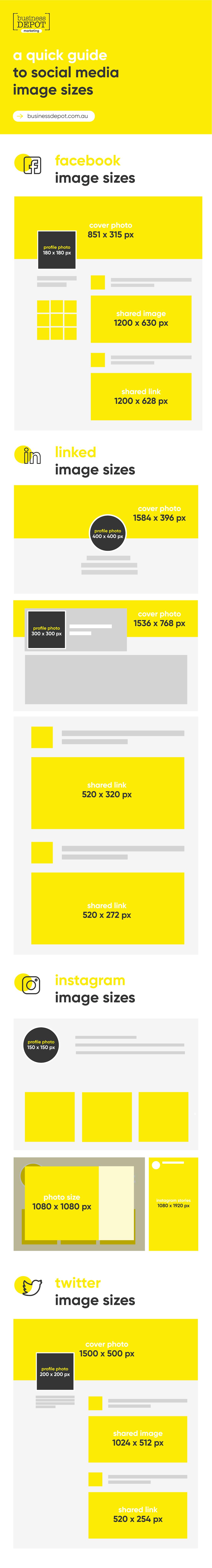 Guide To Social Media Image Sizes Infographic